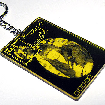 明信片造型鑰匙圈-金色鏡面板